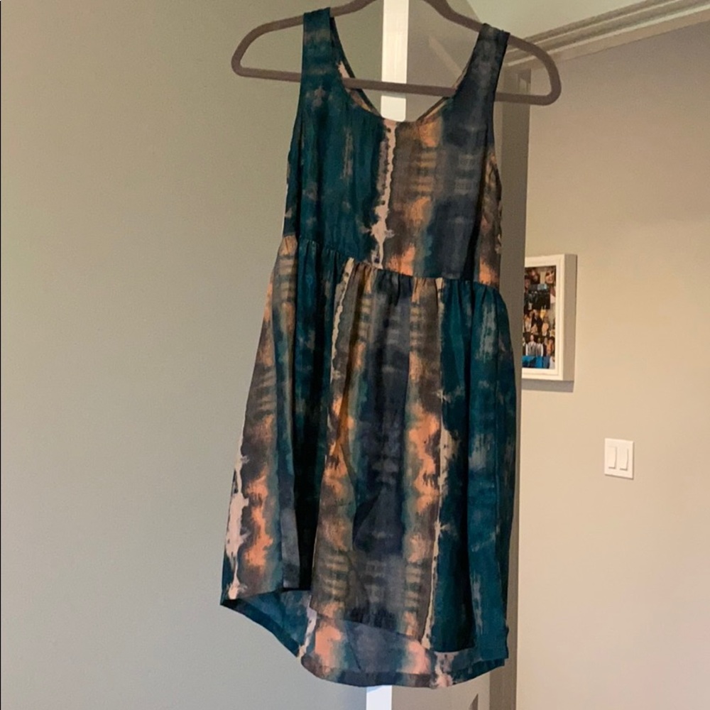 Teal and blush tie dye dress